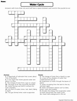 Water Cycle Worksheet Answer Key Awesome the Water Cycle Worksheet Crossword Puzzle by Science