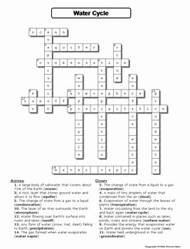 Water Cycle Worksheet Answer Key Luxury the Water Cycle Worksheet Crossword Puzzle by Science
