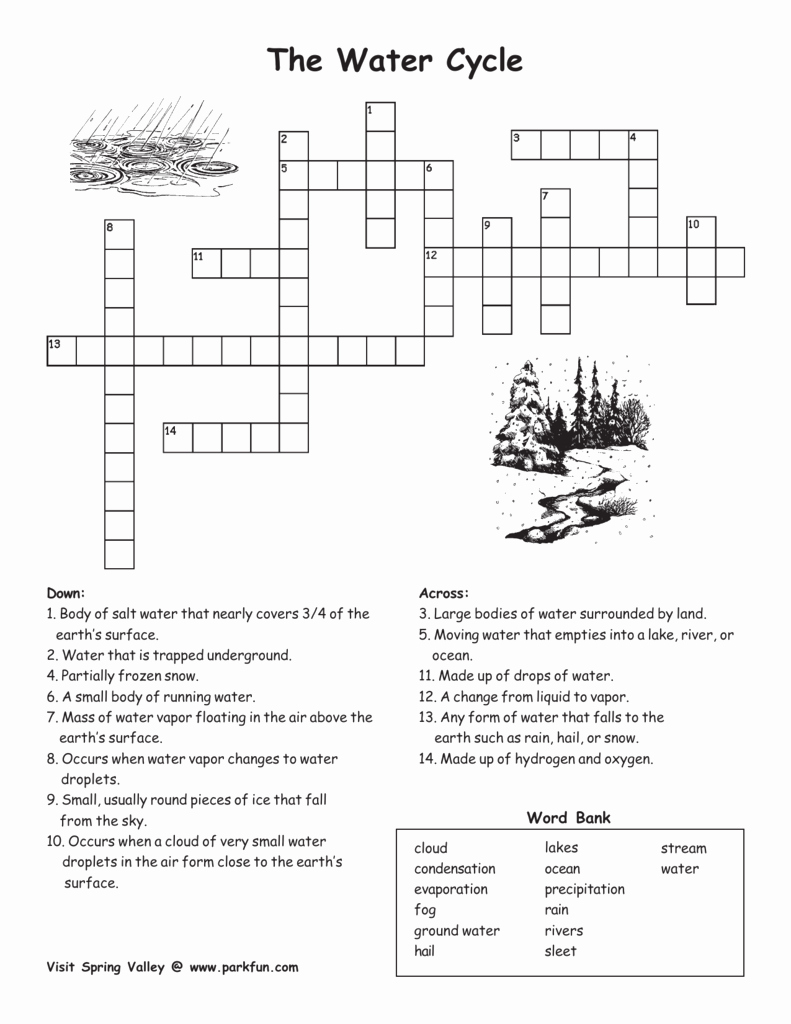 Water Cycle Worksheet Answer Key New Water Cycle Crossword