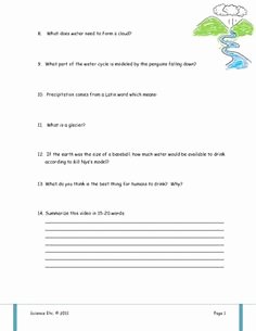 Water Cycle Worksheet Middle School Lovely Differentiated Video Worksheet Quiz &amp; Ans for Bill Nye