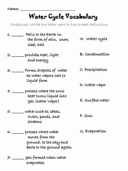 Water Cycle Worksheet Pdf Beautiful Water Cycle Vocabulary by 3rdgradejunkie