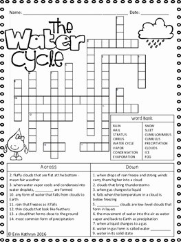 Water Cycle Worksheet Pdf New Water Cycle Crossword Puzzle Activity by Jersey Girl Gone