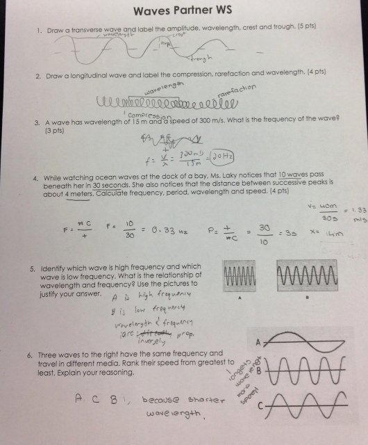 50 Wave Review Worksheet Answer Key