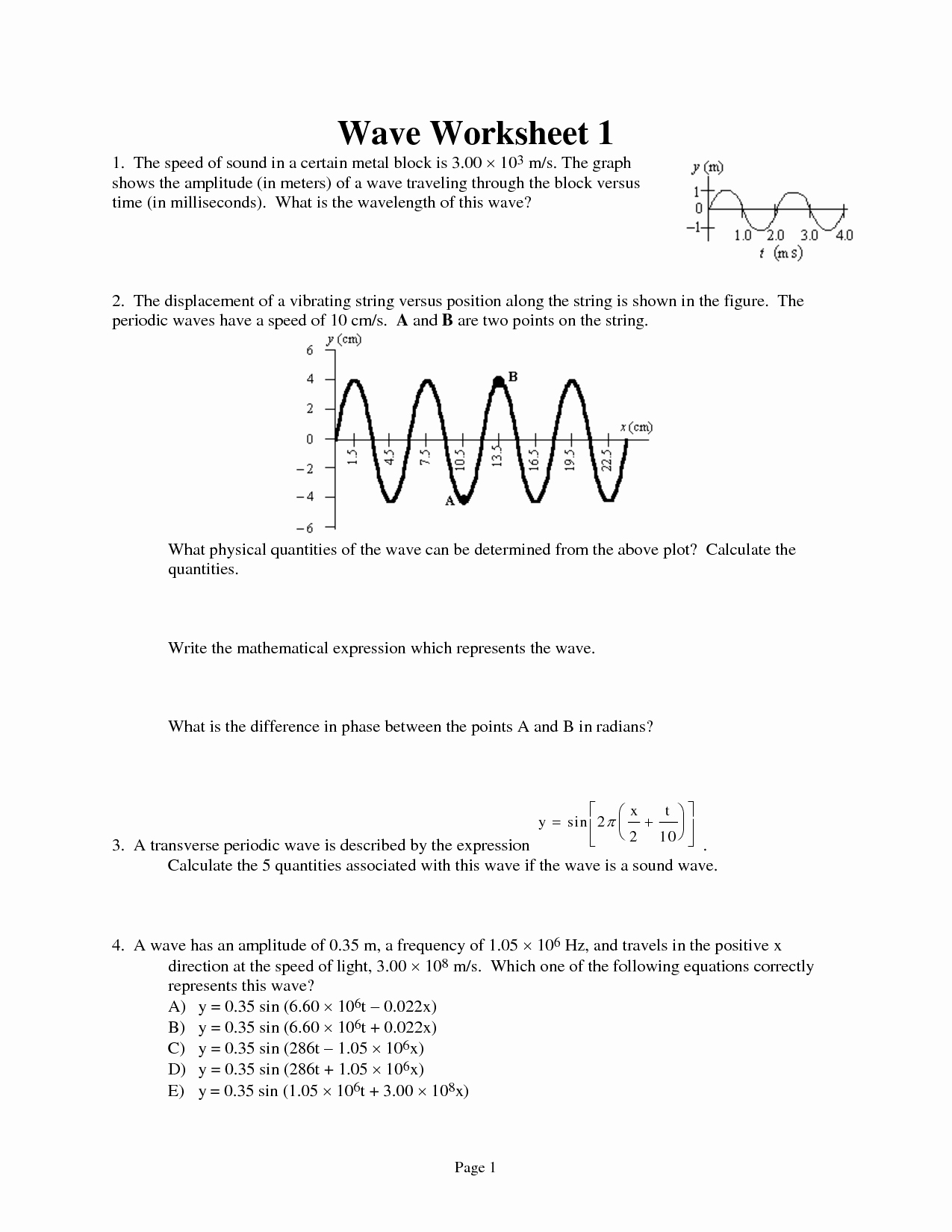 Wave Worksheet Answer Key Lovely 8 Best Of Light and sound Waves Worksheets