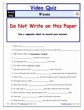 Wave Worksheet Answer Key Unique Differentiated Video Worksheet Quiz &amp; Ans for Bill Nye