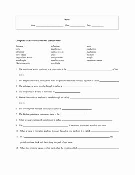 Waves Review Worksheet Answer Key Awesome 10th Grade Physics Worksheets Resources &amp; Lesson Plans
