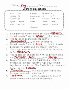 Waves Review Worksheet Answer Key Inspirational sound Waves Review by Sassy4science
