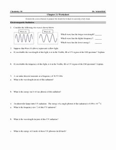 Waves Review Worksheet Answer Key Unique Chapter 11 Worksheet Electromagnetic Radiation Bohr