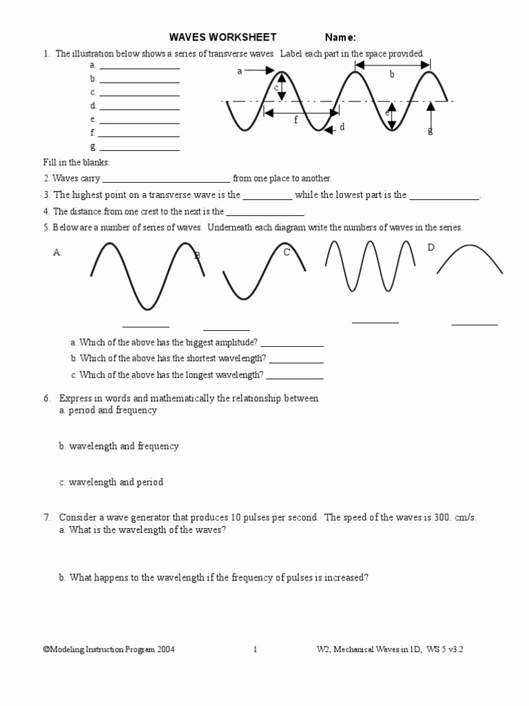 Waves Worksheet 1 Answers Best Of Worksheet Properties Waves Worksheet Grass Fedjp