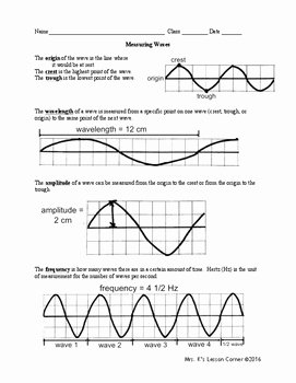 Waves Worksheet 1 Answers Inspirational Measuring Waves Worksheet by Mrs K S Lesson Corner