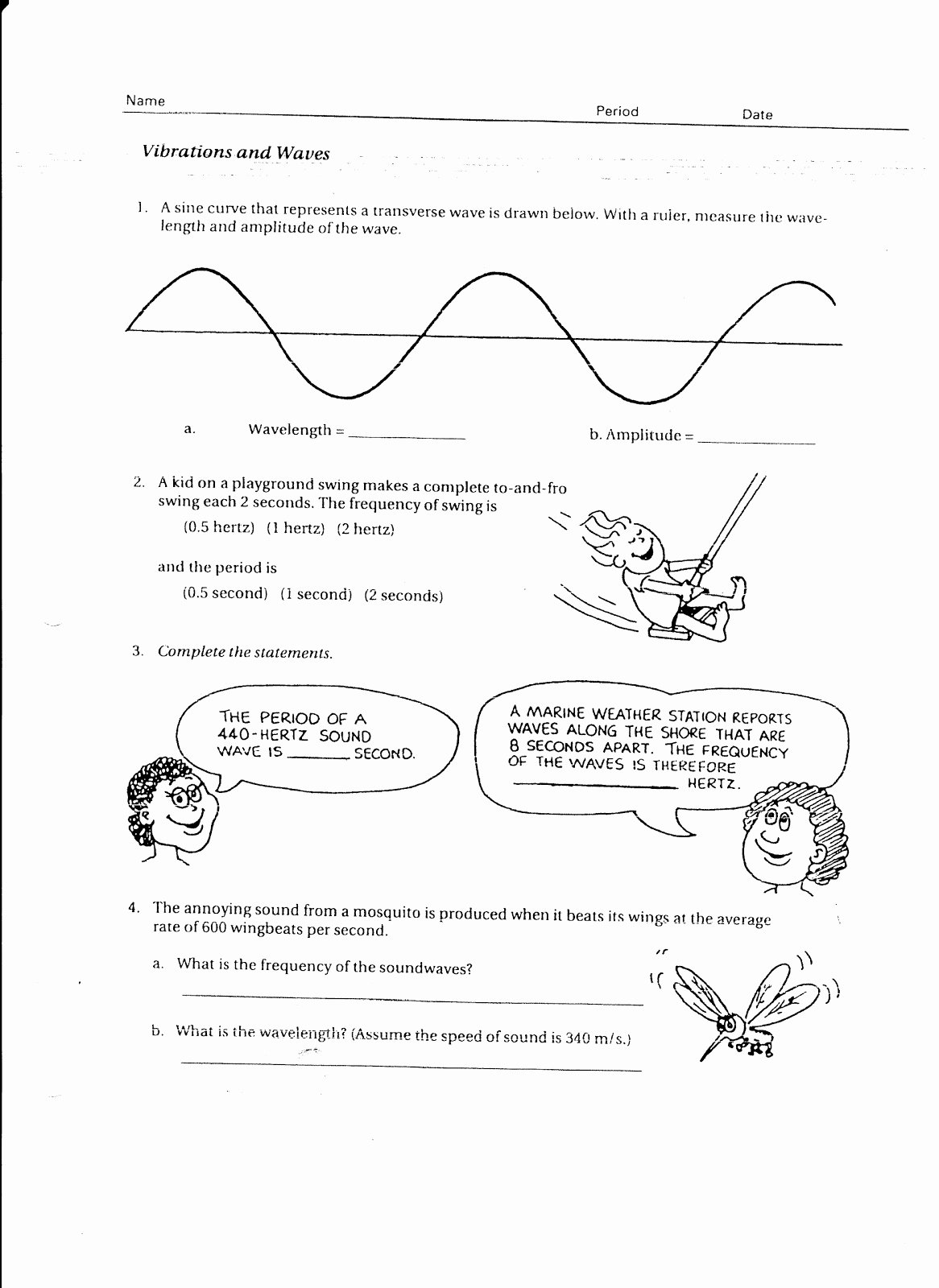 Waves Worksheet Answer Key Elegant Physics Due Wed Feb 16 Waves and Vibrations Worksheet