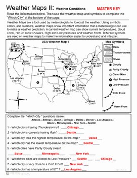 Weather Map Symbols Worksheet Inspirational Weather Maps Ii Practice Current Conditions and forecast