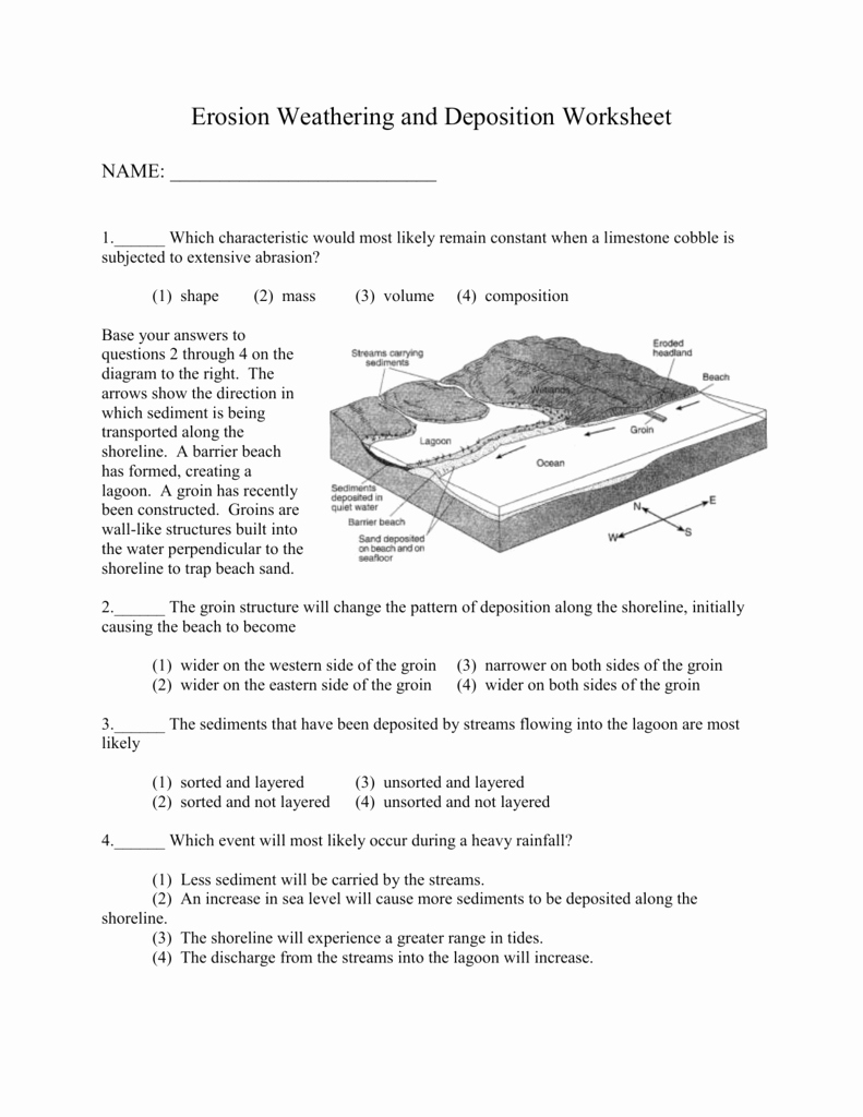 Weathering and Erosion Worksheet Fresh Review Worksheet Erosion Weathering and Deposition