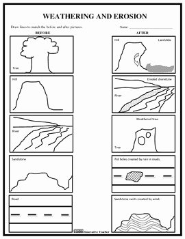 Weathering Erosion and Deposition Worksheet New Weathering and Erosion before and after Worksheet by