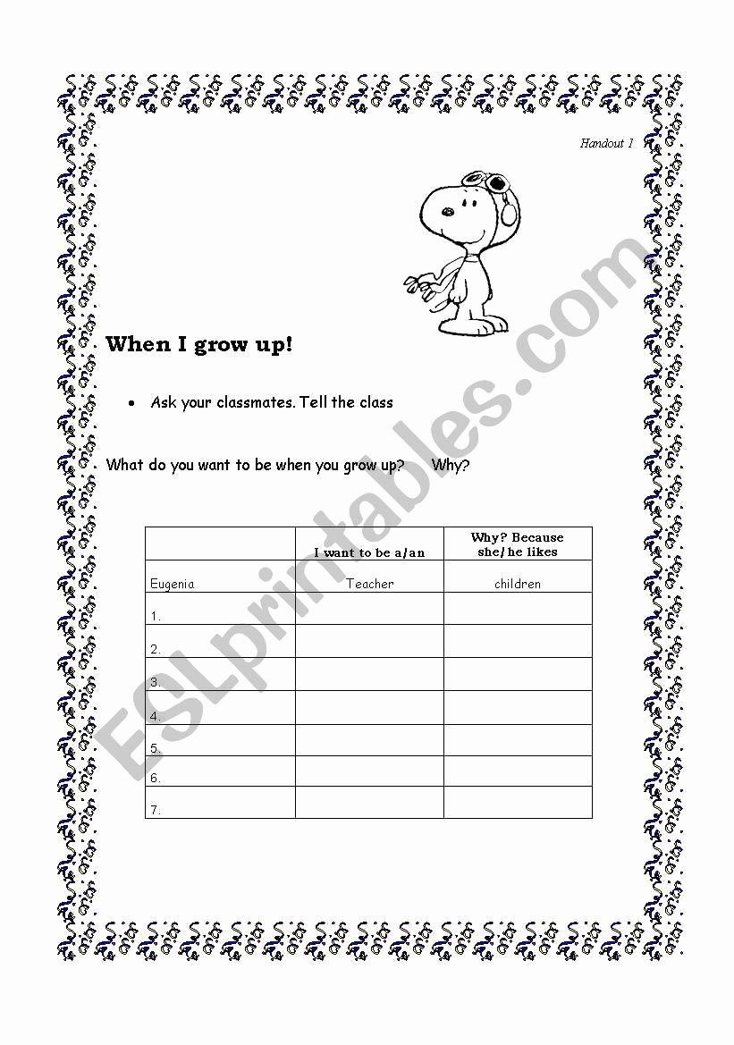 When I Grow Up Worksheet Awesome English Worksheets when I Grow Up