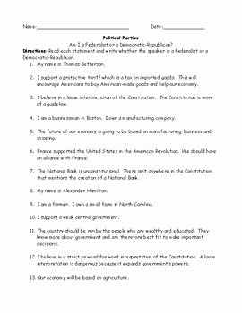 Who Am I Worksheet Beautiful Political Parties who Am I Worksheet with Answer Key by