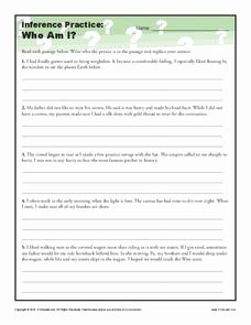 Who Am I Worksheet Lovely Inference Practice who Am I 4th 5th Grade Worksheet