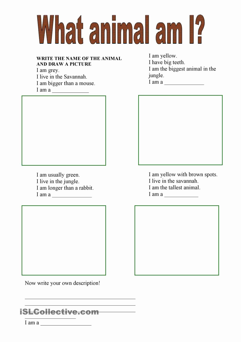 Who Am I Worksheet New What Animal Am I English for Children