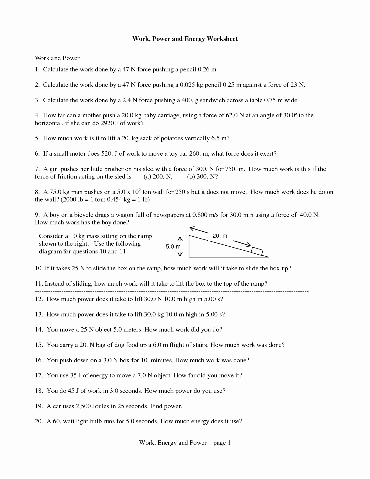 Work and Energy Worksheet Answers Beautiful 13 Best Of who Has the Power Worksheet Powers Of