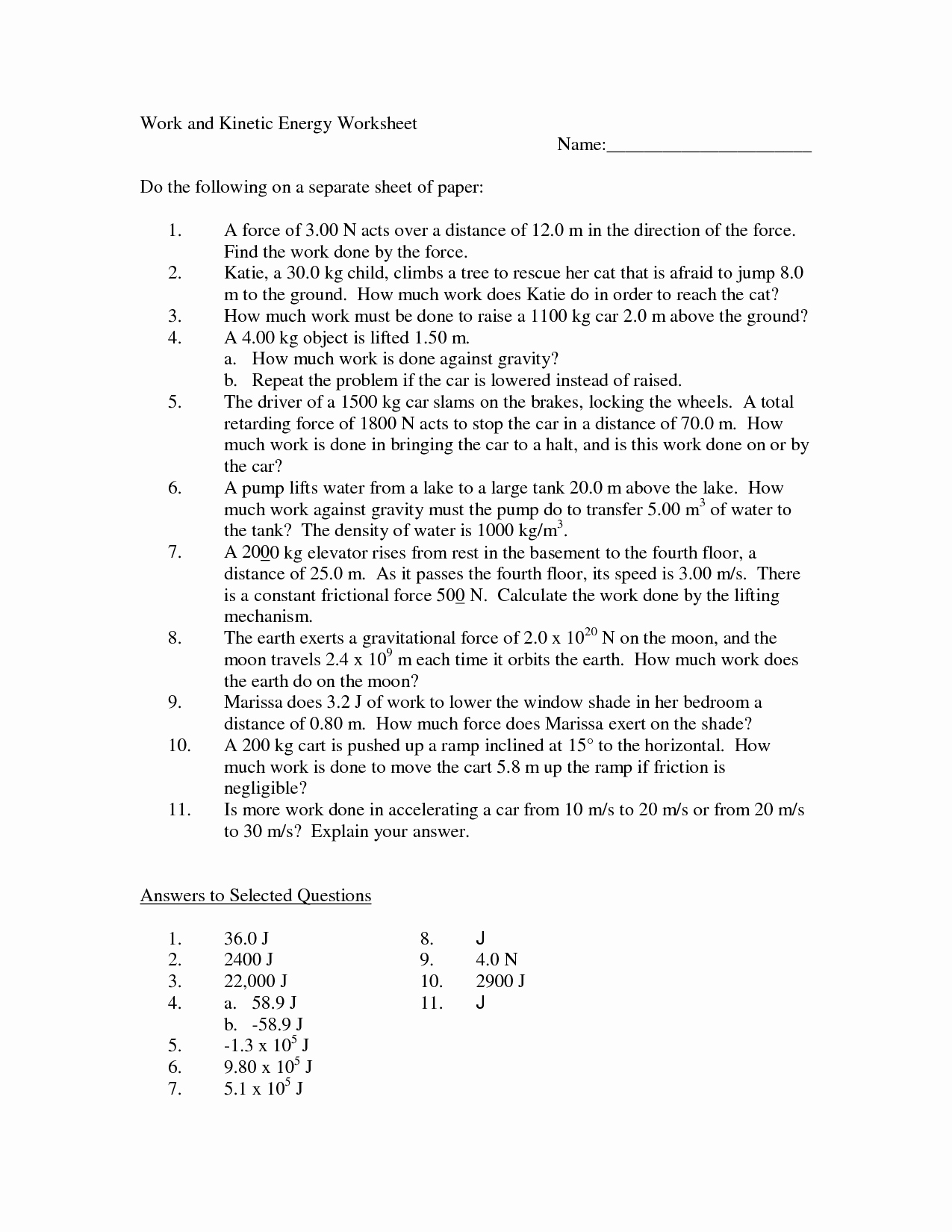 Work and Energy Worksheet Answers Luxury 7 Best Of Work and Energy Worksheet 1 Potential