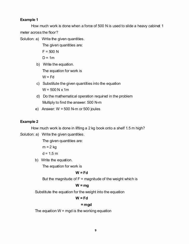 Work and Energy Worksheet Lovely Work and Energy Worksheet with Answers Livinghealthybulletin