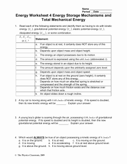Work and Energy Worksheet Lovely Work External Physics Classroom Worksheet Answers
