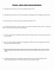 Work Energy and Power Worksheet Awesome Physics Work Power Energy Worksheet Physics Work