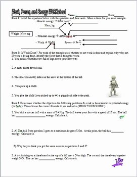 Work Energy and Power Worksheet Awesome Work Power Potential and Kinetic Energy Practice