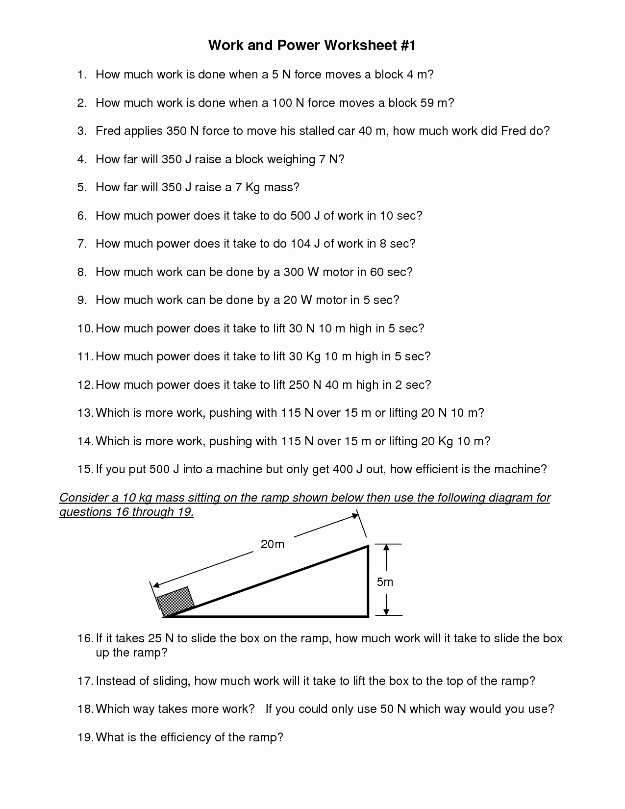 Work Power and Energy Worksheet Unique 12 Best Of Work Power and Energy Worksheet