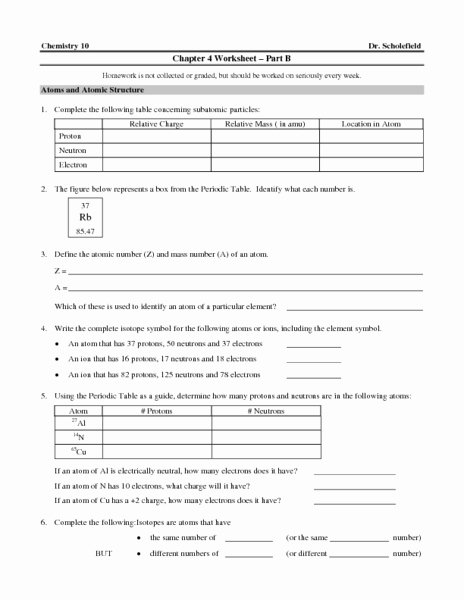 Worksheet atomic Structure Answers Awesome Chapter 4 atomic Structure Worksheet Answers