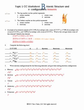 Worksheet atomic Structure Answers Awesome topic 1 atomic Structure and Electron Configurations