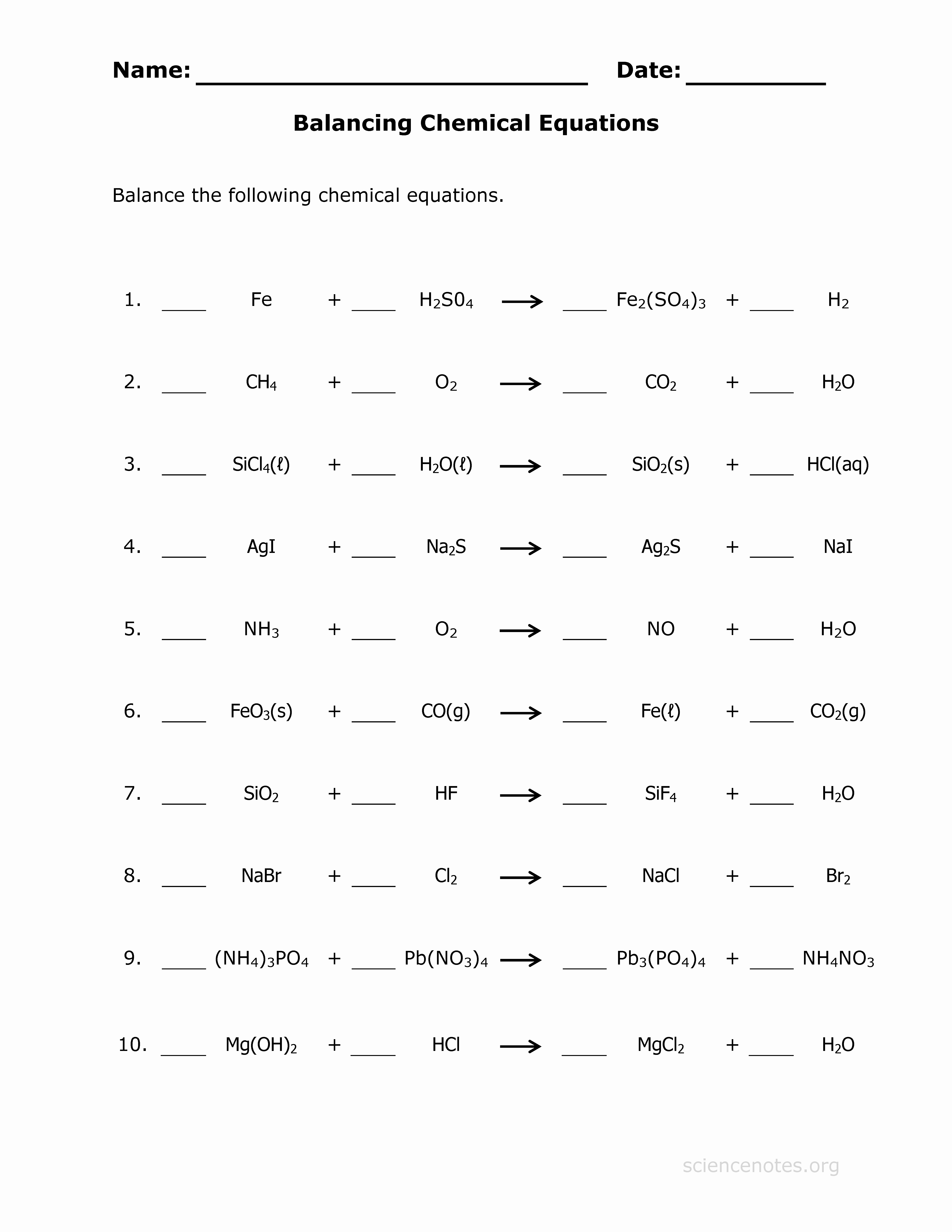 Worksheet Balancing Equations Answers Best Of Balancing Equations Worksheet Health and Fitness Training