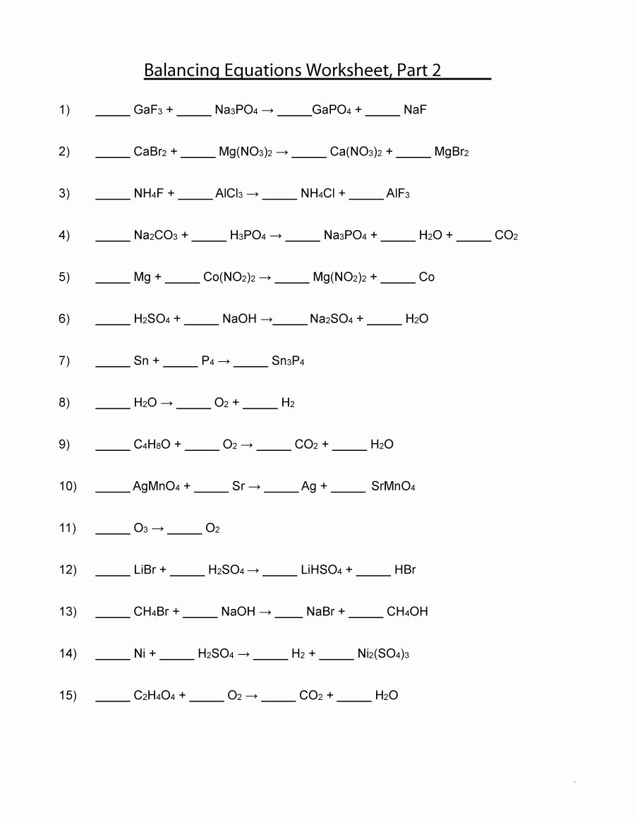 Worksheet Balancing Equations Answers Lovely 49 Balancing Chemical Equations Worksheets [with Answers]