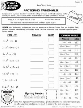 Worksheet Factoring Trinomials Answers Beautiful Worksheet Factoring Trinomials Answers