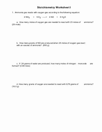 Worksheet for Basic Stoichiometry Answer Awesome Stoichiometry Worksheet Pichaglobal Basic Stoichiometry