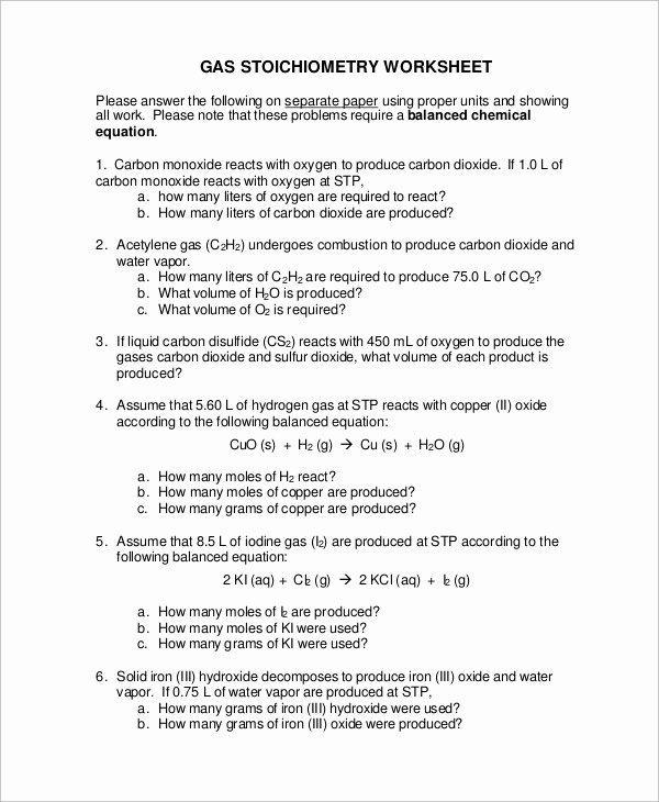 Worksheet for Basic Stoichiometry Answer Lovely Sample Stoichiometry Worksheet 9 Examples In Word Pdf