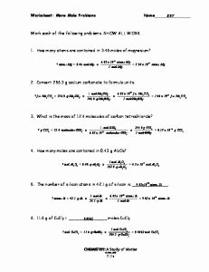 Worksheet Mole Problems Answers Best Of Worksheet Mole Problems Name Chemistry