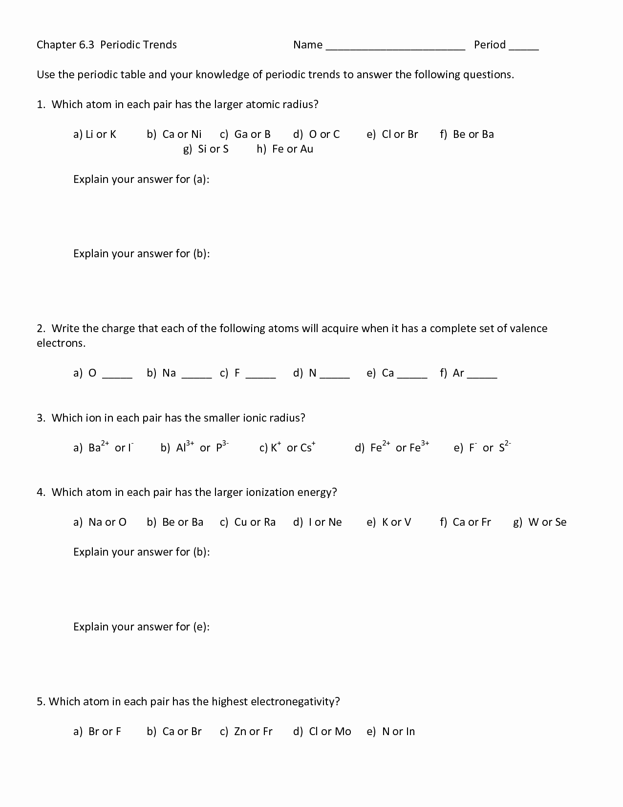 post periodic trends worksheet answers key