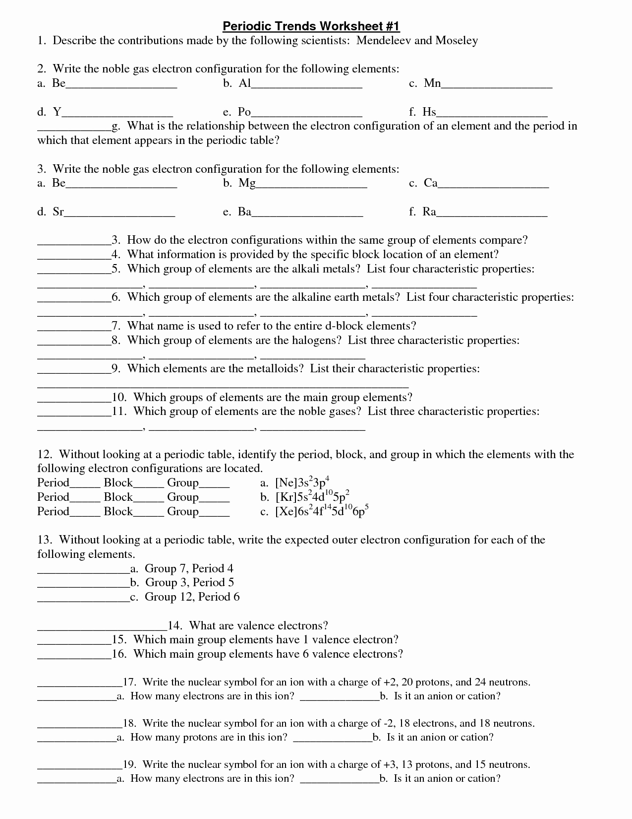 Worksheet Periodic Table Trends Lovely 20 Best Of Periodic Trends Worksheet Answers Key