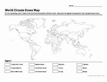 World Biome Map Coloring Worksheet Unique World Climate Zones Map Worksheet by Marcy Edwards