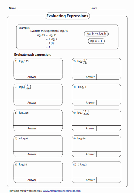 Writing A Function Rule Worksheet Elegant Writing Logs In Exponential form Worksheet