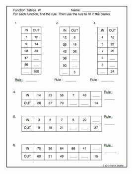 Writing A Function Rule Worksheet Lovely Function Tables 4 Worksheets All 4 Operations