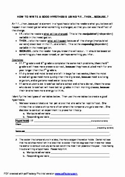 Writing A Hypothesis Worksheet New How to Write A Good Hyposthesis Using if then because by
