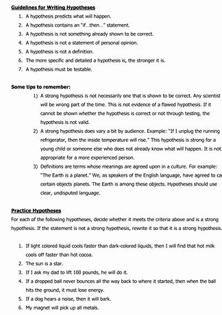 Writing A Hypothesis Worksheet New Practice Writing Hypothesis Worksheet Answers