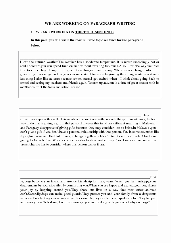 Writing A Paragraph Worksheet Best Of Paragraph Writing Exercise