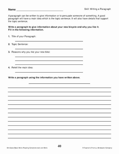 Writing A Paragraph Worksheet Best Of Writing A Paragraph
