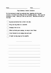 Writing A topic Sentence Worksheet Unique Identifying the Main Idea Worksheets