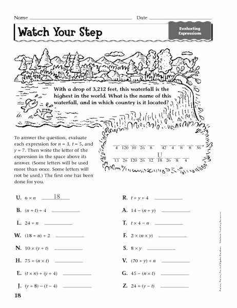 Writing and Evaluating Expressions Worksheet Inspirational Evaluating Expressions Worksheet