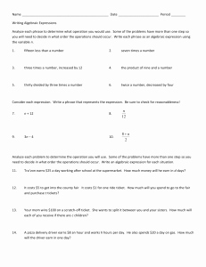 Writing and Evaluating Expressions Worksheet Unique Writing and Evaluating Expressions Worksheet
