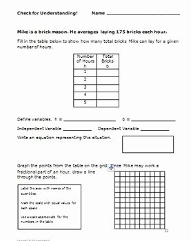 Writing Equations From Tables Worksheet Lovely Mon Core Math Activities 6th Grade 6 Ee 9 Tables